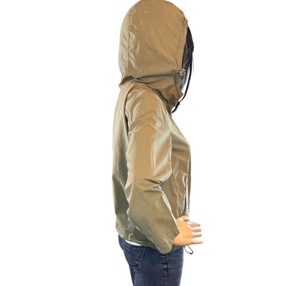 J.Crew Womens Hooded Windbreaker Cropped Jacket Size XXS Olive Green - Picture 5 of 9